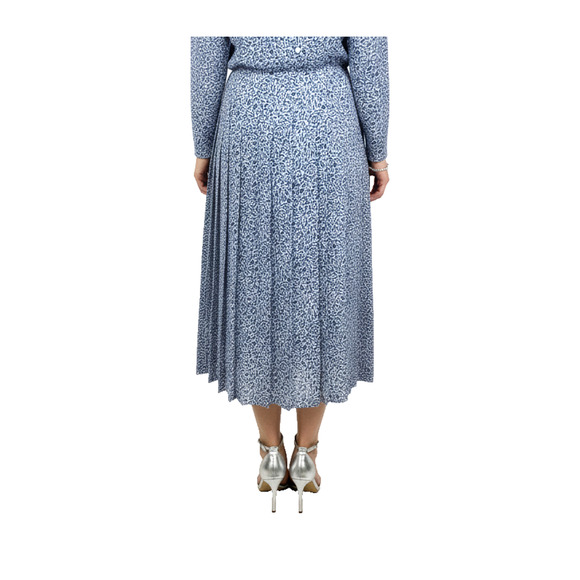 Talbots Dress Blue Floral Dropwaist Pleated Midi Long Sleeves Button Back 12 - Picture 2 of 14